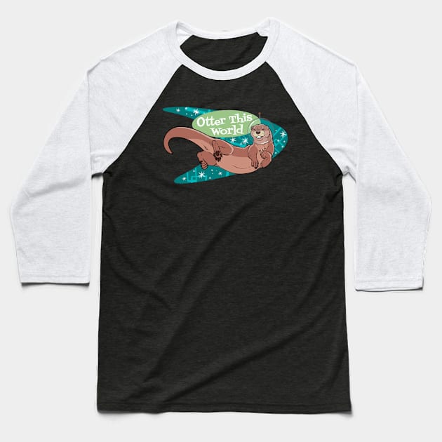 Otter This World Baseball T-Shirt by ZackLoupArt